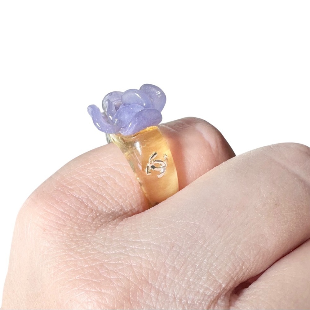 Chanel Purple Camellia Flower Ring 6.5 - Picture 10 of 15